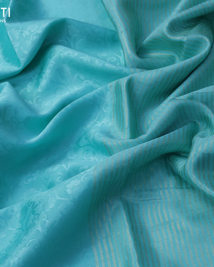 Pure mysore silk saree teal blue with allover self emboss and zari woven border