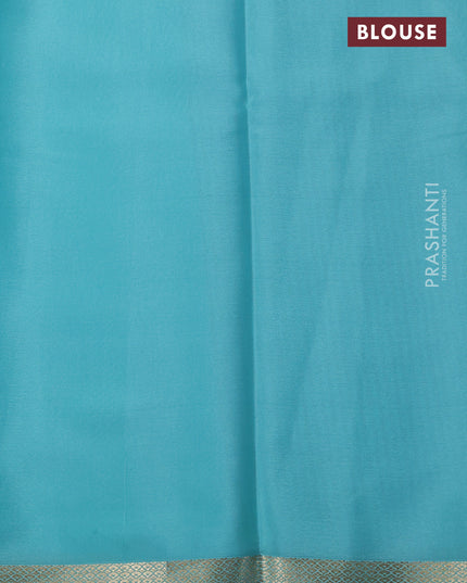 Pure mysore silk saree teal blue with allover self emboss and zari woven border