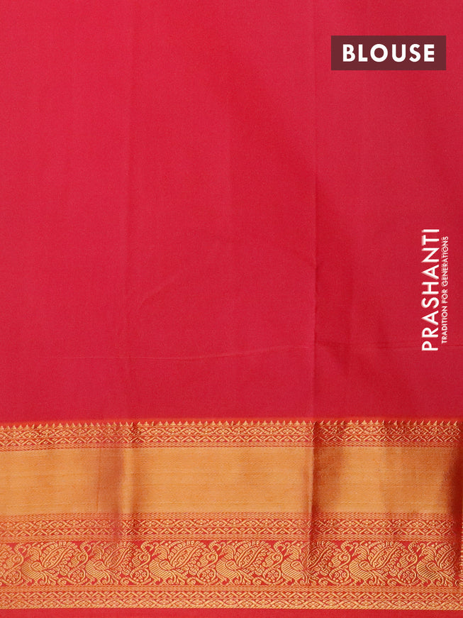 Semi kanjivaram silk saree teal green and dual shade of pink with allover zari weaves and long zari woven korvai border