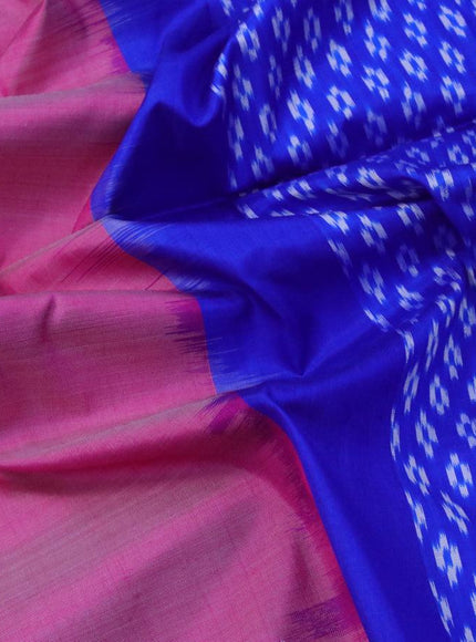 Pochampally silk saree magenta pink and blue with plain body and printed border