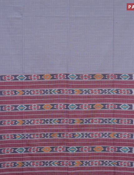 Bengal soft cotton saree grey and maroon with allover checked pattern and ikat woven border