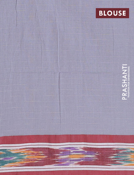 Bengal soft cotton saree grey and maroon with allover checked pattern and ikat woven border