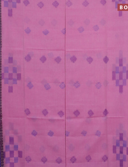 Bengal soft cotton saree purple and violet with allover ikat buttas and thread woven border