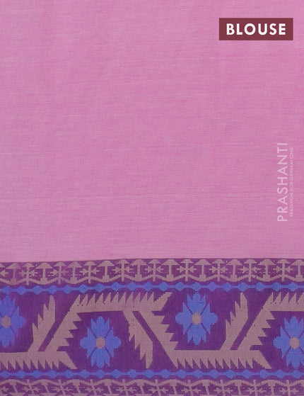 Bengal soft cotton saree purple and violet with allover ikat buttas and thread woven border