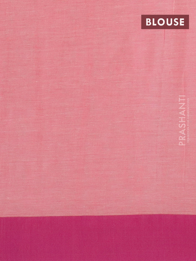 Bengal soft cotton saree peach pink and purple with allover ikat butta weaves and simple border