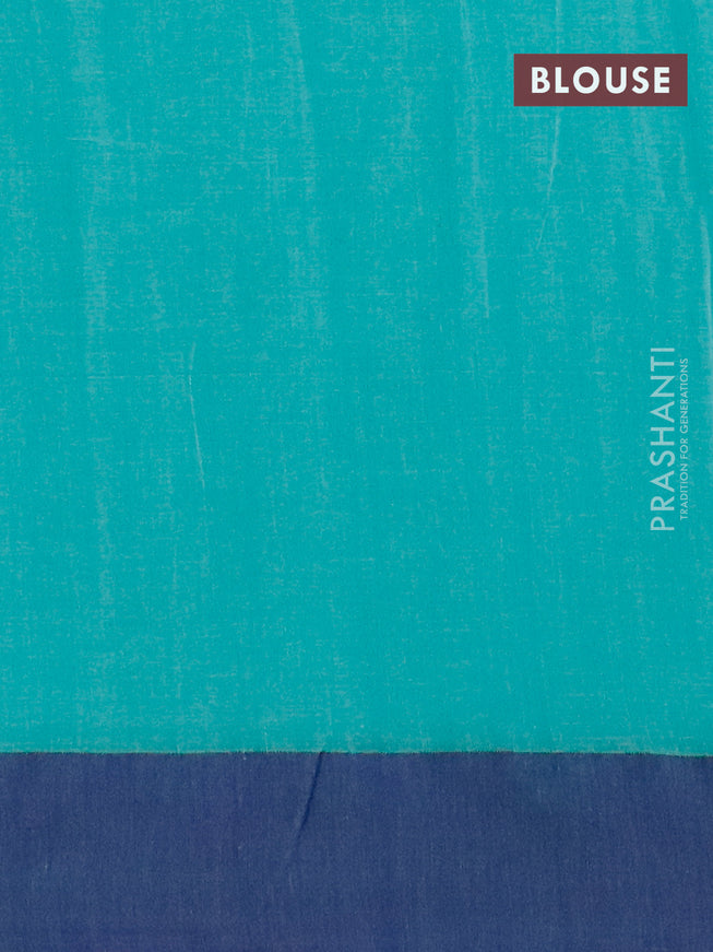 Bengal soft cotton saree teal blue and blue with allover ikat butta weaves and simple border