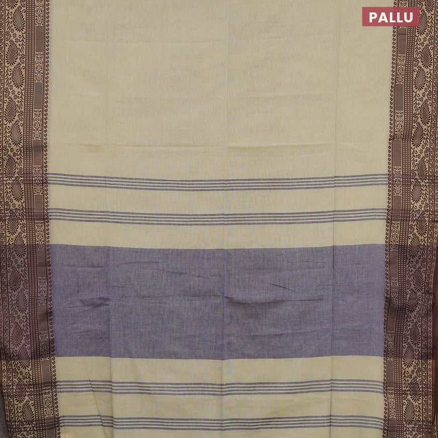 Bengal soft cotton saree elaichi green and blue with plain body and thread woven border