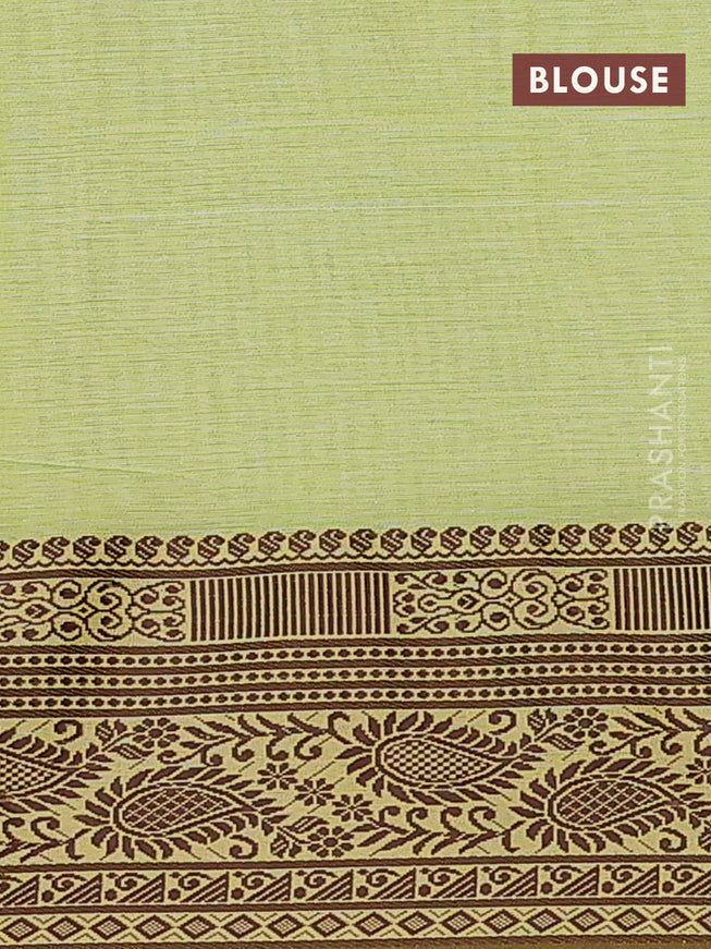 Bengal soft cotton saree light green and maroon with plain body and thread woven border