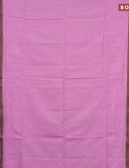 Bengal soft cotton saree light pink and dark blue with plain body and thread woven border