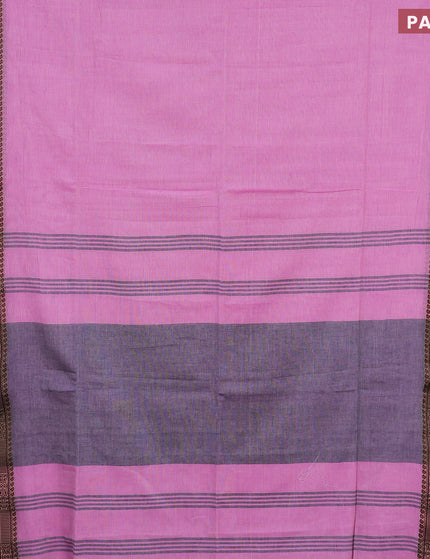 Bengal soft cotton saree light pink and dark blue with plain body and thread woven border