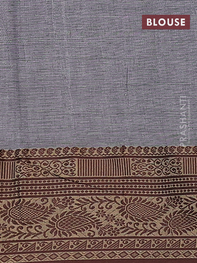 Bengal soft cotton saree grey and pink with plain body and thread woven border