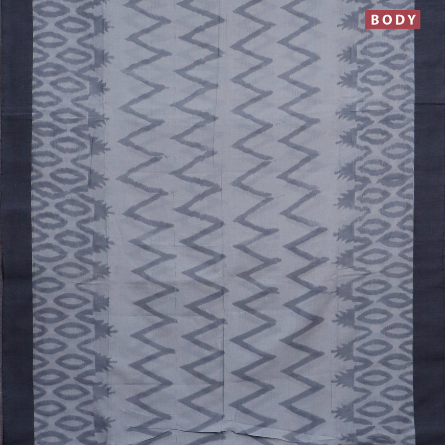 Bengal soft cotton saree grey shade with allover ikat weaves and simple border