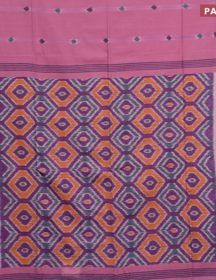 Bengal soft cotton saree mauve pink and violet with allover ikat weaves and simple border