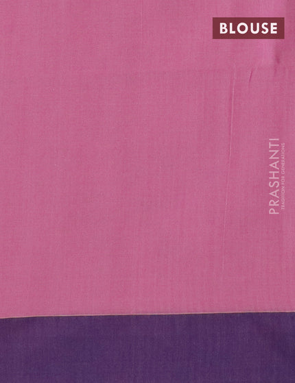 Bengal soft cotton saree mauve pink and violet with allover ikat weaves and simple border