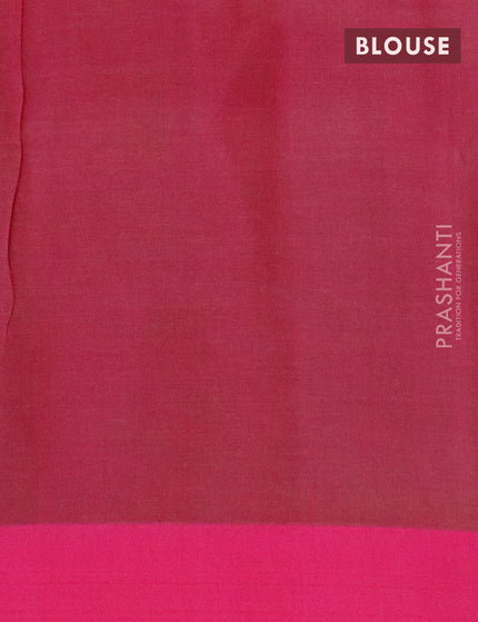 Bengal soft cotton saree green shade and pink with allover checked pattern & thread buttas and simple border