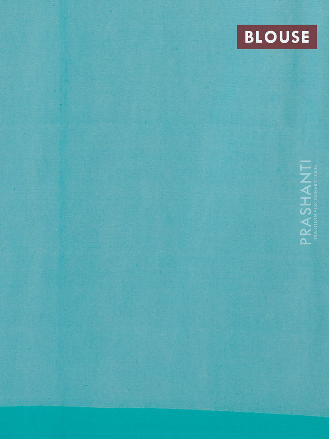 Bengal soft cotton saree teal blue and off white with thread woven buttas and simple border