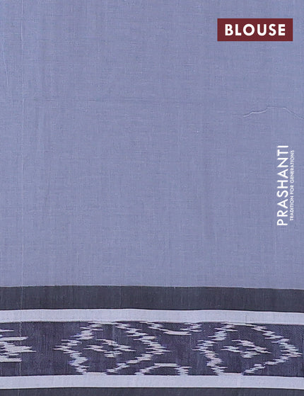 Bengal soft cotton saree grey shade and dark blue with plain body and temple design simple border