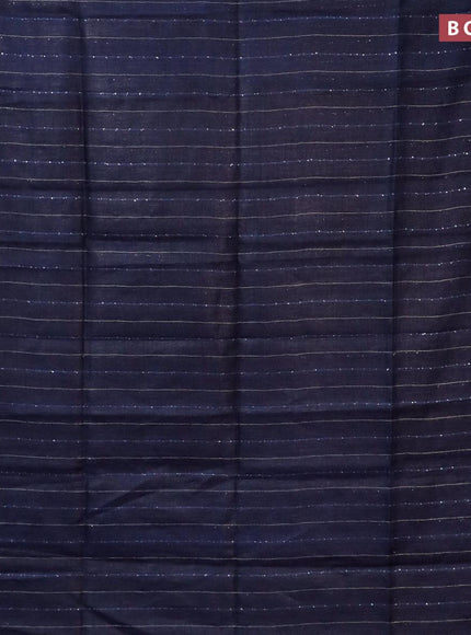 Pure linen saree dark blue with allover sequin work and piping border