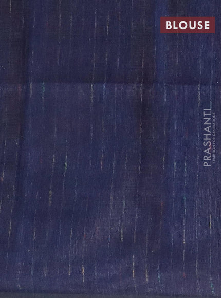 Pure linen saree dark blue with allover sequin work and piping border