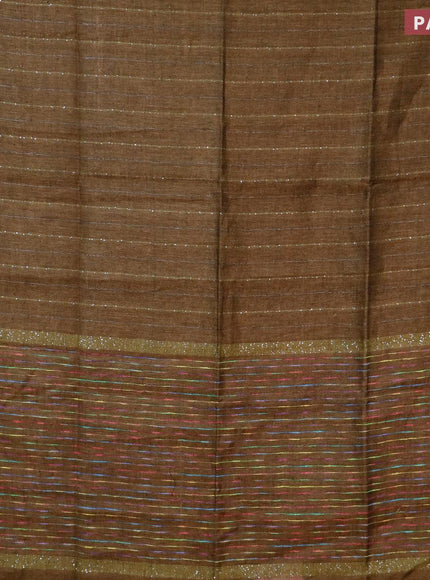 Pure linen saree dark sap green with allover sequin work and piping border