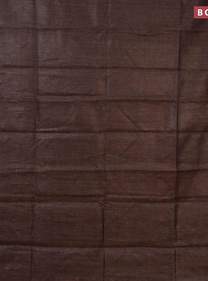 Pure linen saree brown shade with plain body and silver woven piping border