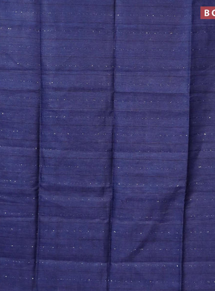 Pure linen saree blue with allover thread woven sequin work and piping border