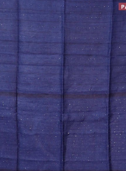 Pure linen saree blue with allover thread woven sequin work and piping border