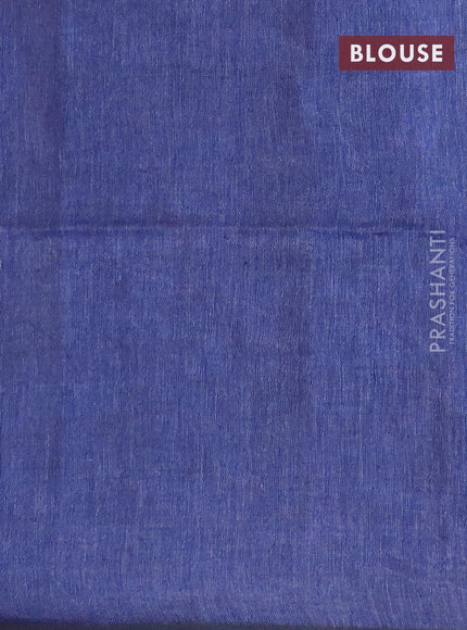 Pure linen saree blue with allover thread woven sequin work and piping border