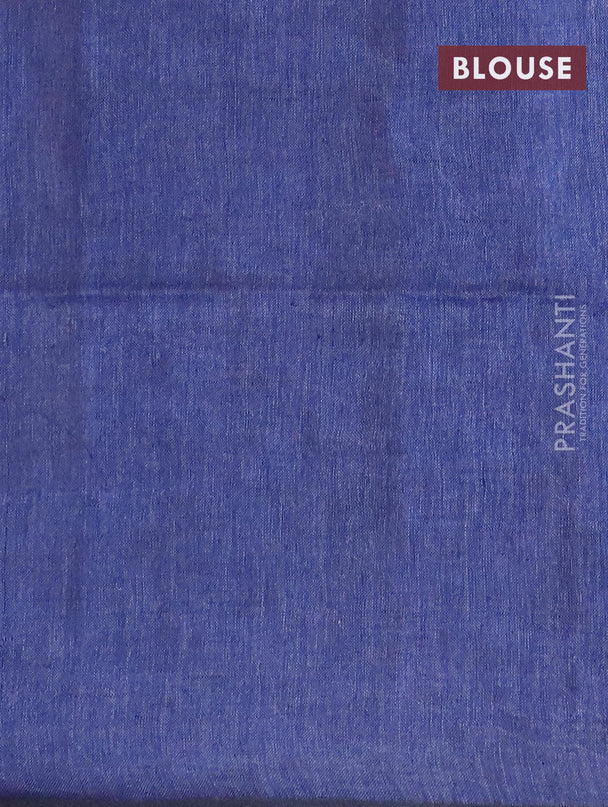 Pure linen saree blue with allover thread woven sequin work and piping border