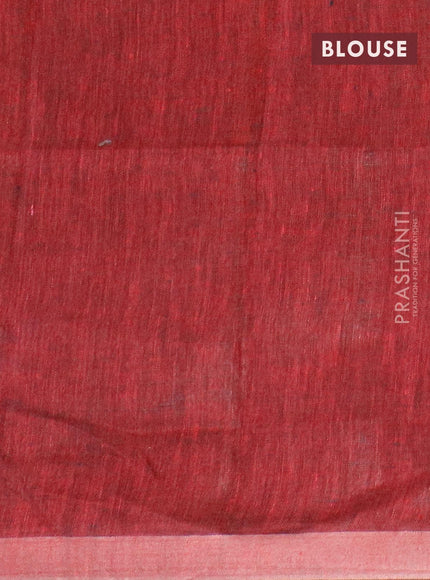 Pure linen saree maroon with allover sequin work and copper zari woven border