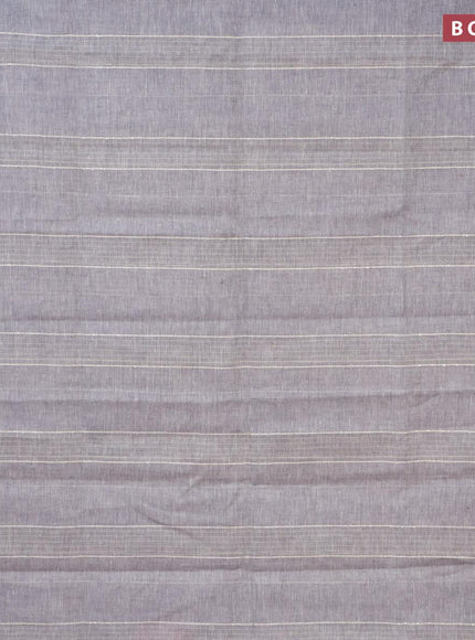 Pure linen saree grey and sandal with stripes pattern and piping border