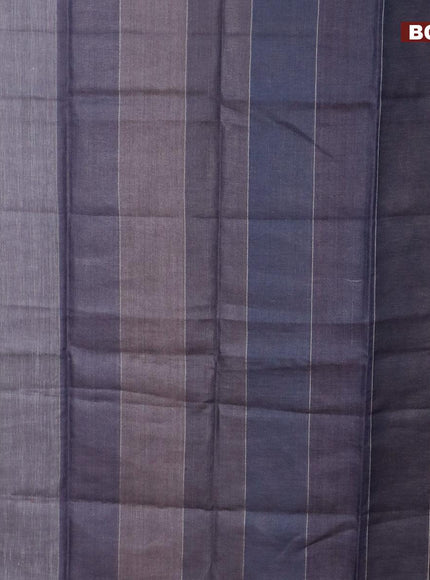 Pure linen saree multi colour and grey with allover silver zari stripe weaves and silver zari woven piping border