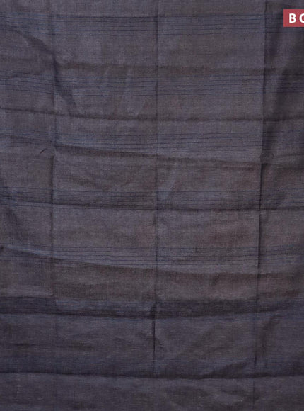 Pure linen saree grey shade with zari stripe pattern and sequin work pallu & piping border