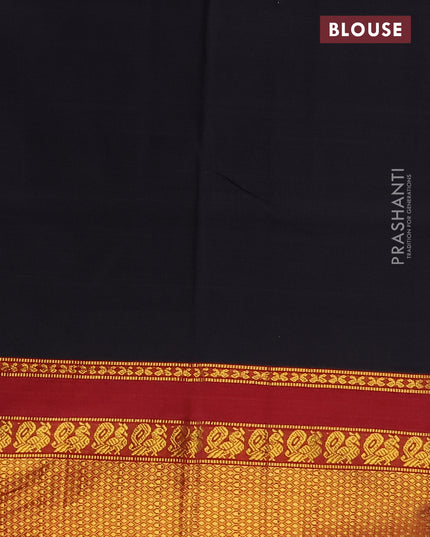 Narayanpet cotton saree black and maroon with plain body and annam zari woven border