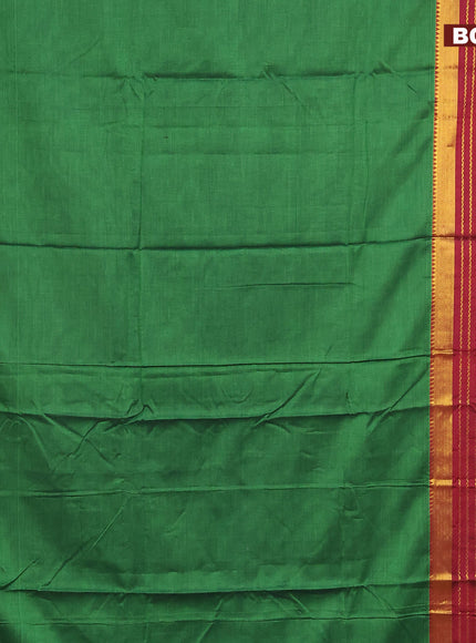 Narayanpet cotton saree green and maroon with plain body and long zari woven border