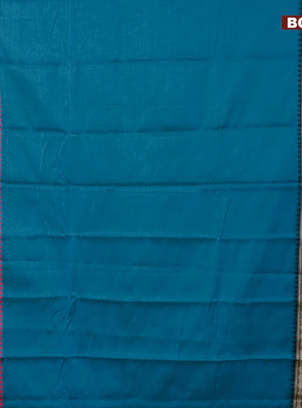 Narayanpet cotton saree blue with plain body and thread woven ganga jamuna border