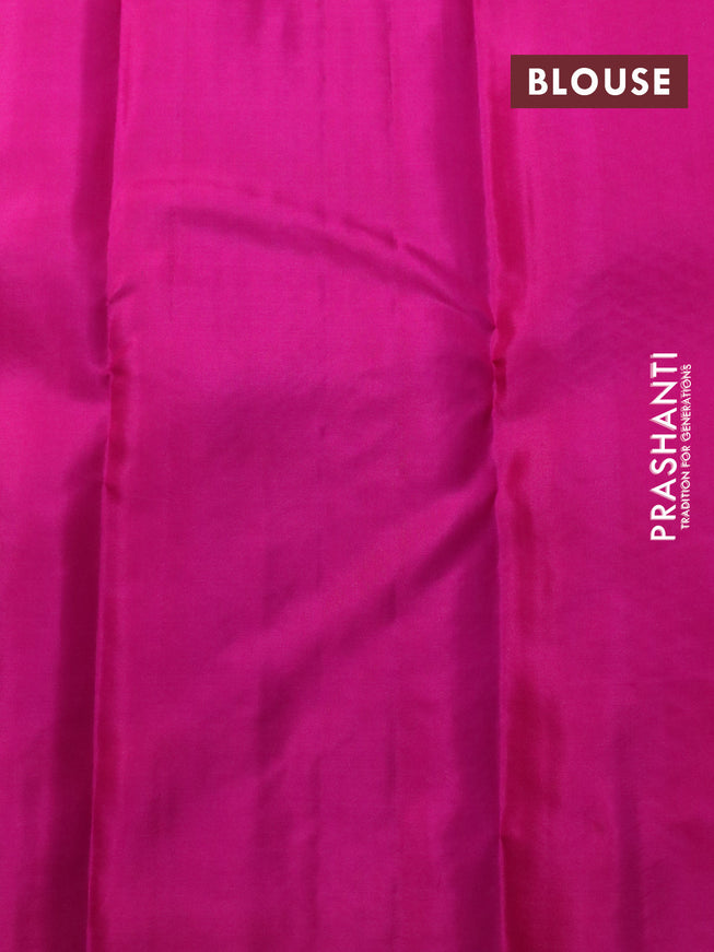 Pure kanjivaram silk saree sandal and pink with allover zari weaves and piping border