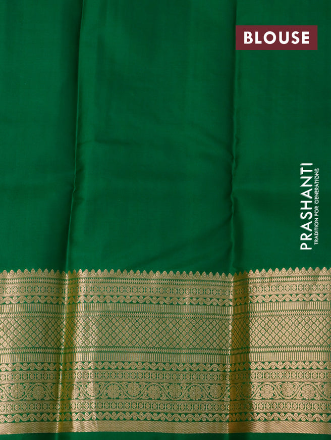 Pure kanjivaram silk saree maroon and green with allover zari weaves and zari woven border