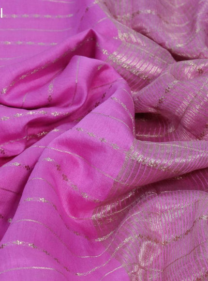 Semi chanderi saree light pink with allover zari weaves and zari woven border - printed blouse