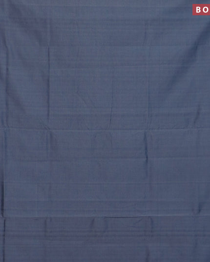 10 yards semi silk cotton saree grey and maroon with plain body and paisley zari woven border