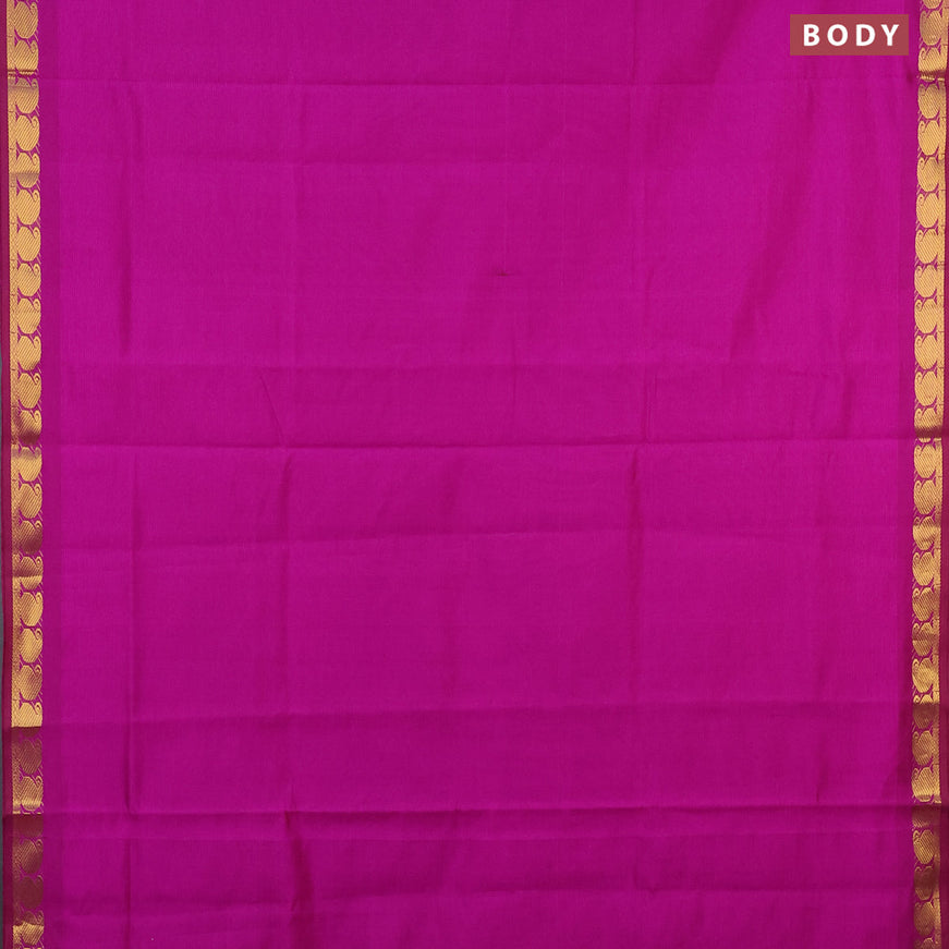 10 yards semi silk cotton saree purple and mustard yellow with plain body and paisley zari woven border