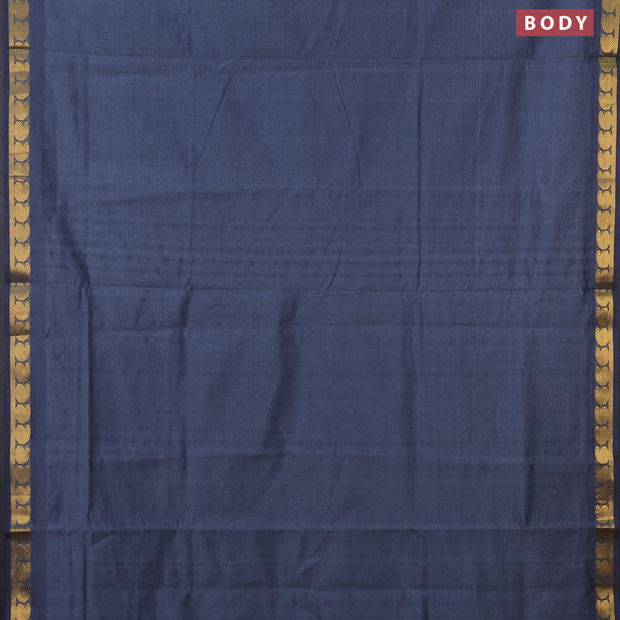 10 yards semi silk cotton saree grey and mustard yellow with plain body and paisley zari woven border