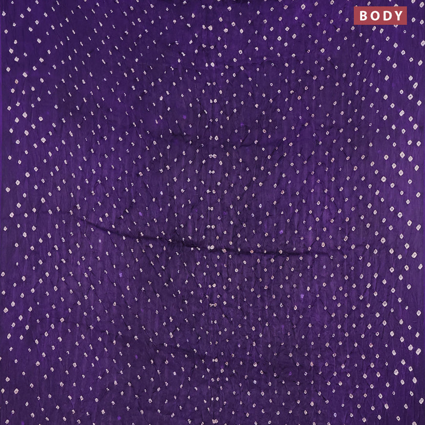 Modal silk saree deep violet and maroon with allover bandhani prints and ajrakh printed pallu
