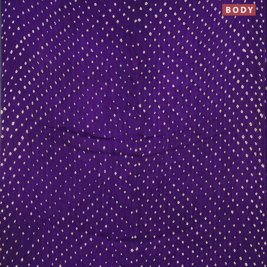 Modal silk saree violet and black with allover bandhani prints and ajrakh printed pallu