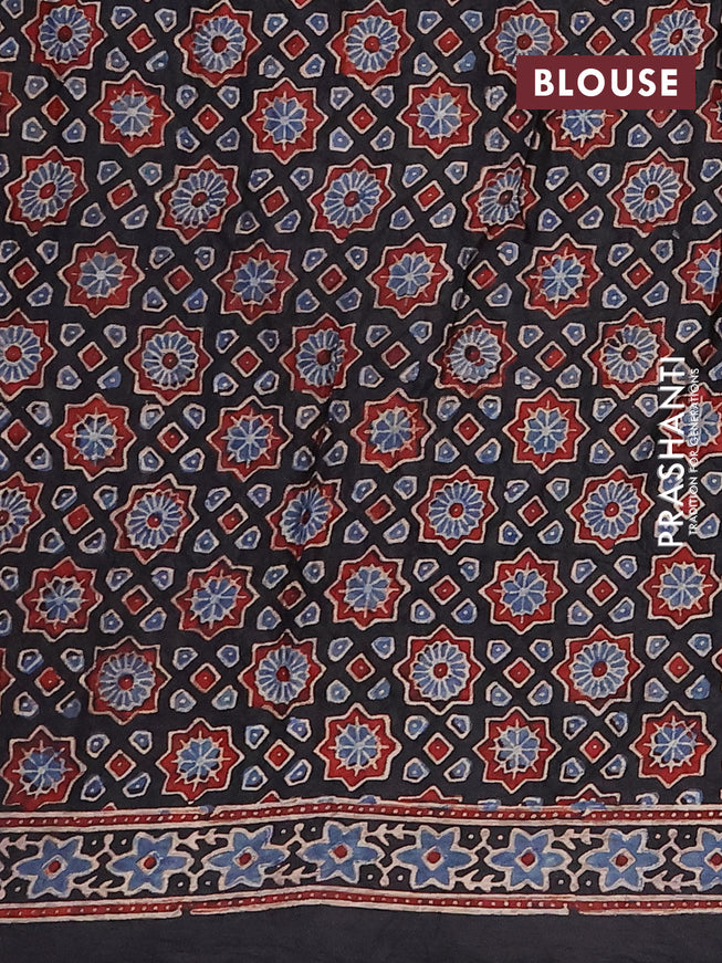 Modal silk saree maroon and black with allover bandhani prints and ajrakh printed pallu