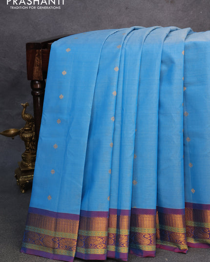 Gadwal silk cotton saree light blue and dual shade of maroon with zari woven buttas and zari woven border