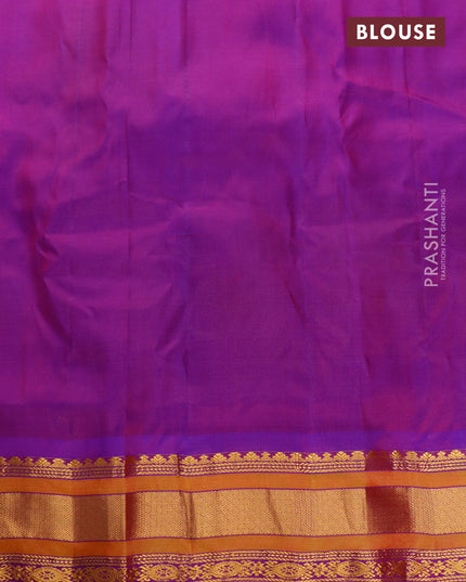 Gadwal silk cotton saree pink and violet with allover zari woven buttas and zari woven border