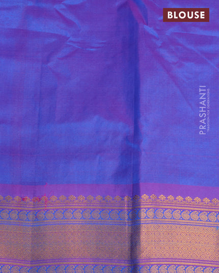 Gadwal silk cotton saree cs blue and dual shade of purple with allover zari woven buttas and zari woven border