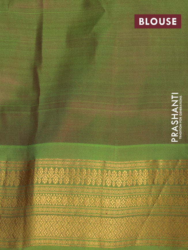 Gadwal silk cotton saree deep maroon and green with allover zari woven buttas and zari woven border
