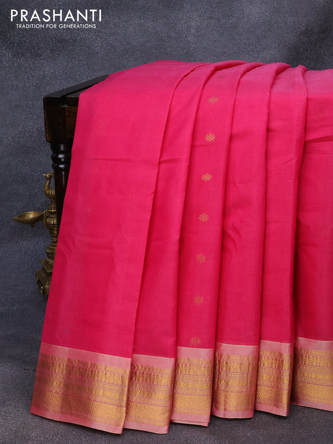 Gadwal silk cotton saree pink and beige with allover zari woven buttas and zari woven border